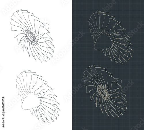 Turbine blades isometric drawings