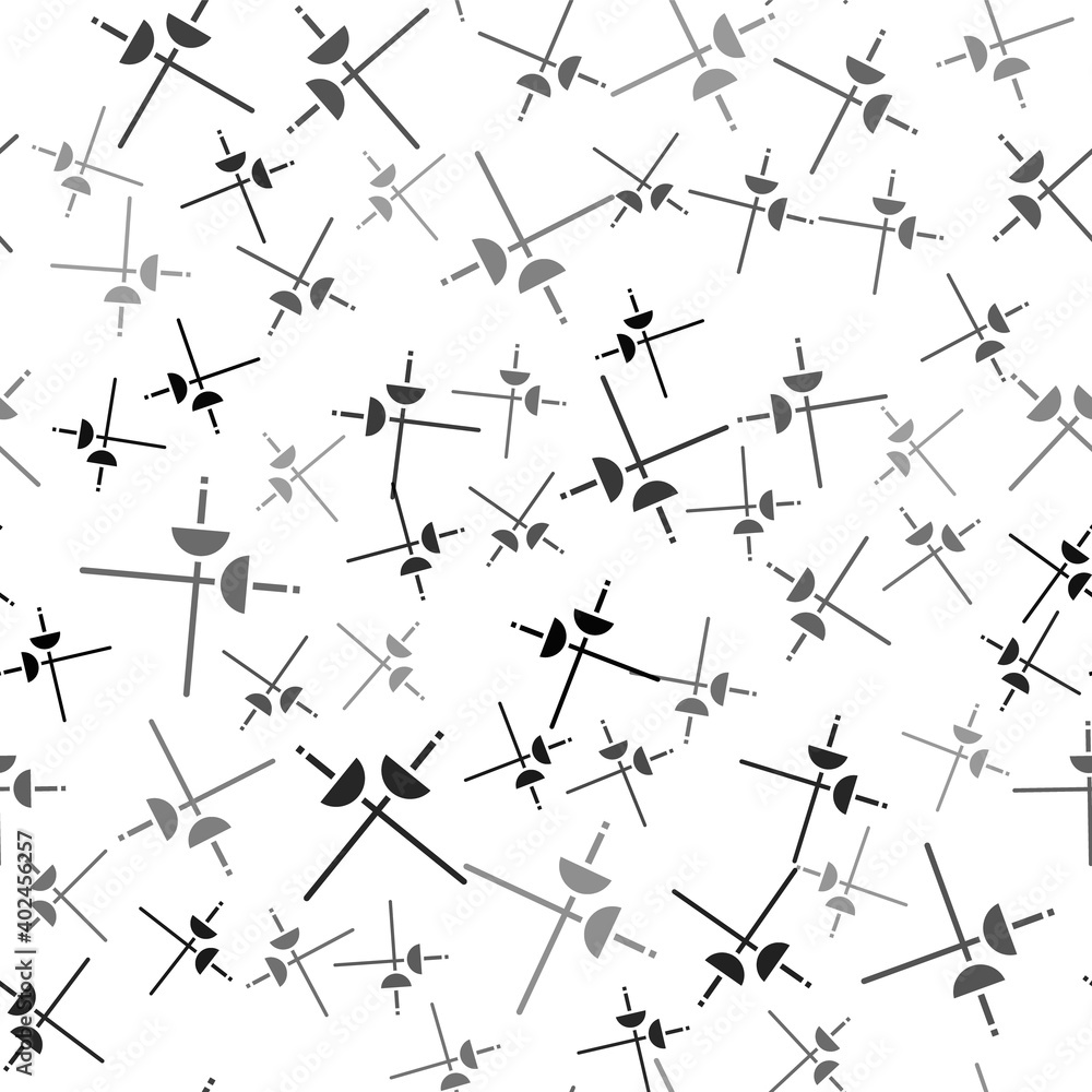 Black Fencing icon isolated seamless pattern on white background. Sport equipment. Vector Illustration. Black Fencing icon isolated seamless pattern on white background. Sport equipment. Vector Illustration.