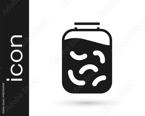 Grey Pickled cucumbers in a jar icon isolated on white background. Vector Illustration.