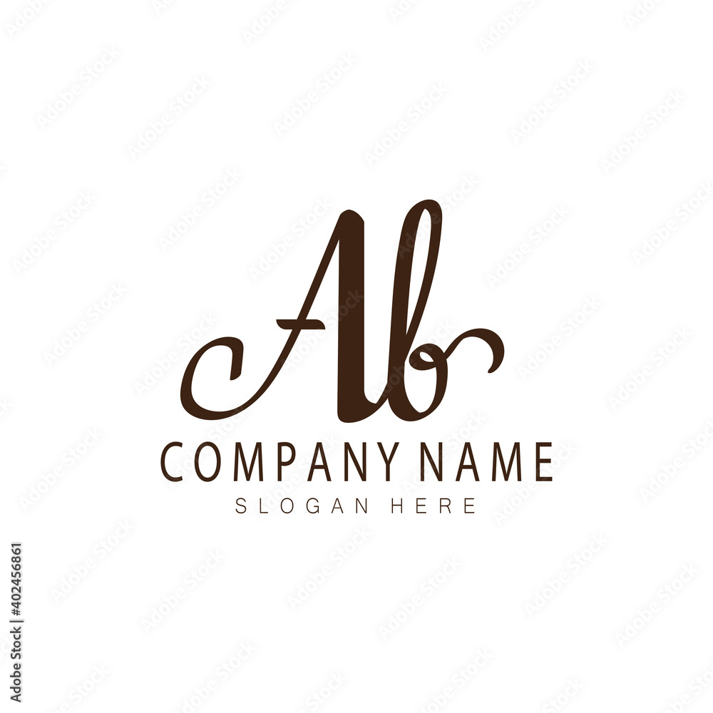 AB initials handwritten logo design vector illustration AB initials handwritten logo design vector illustration