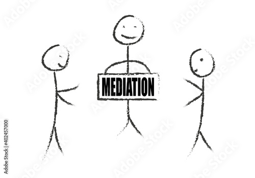 Personas discutiendo con mediación.