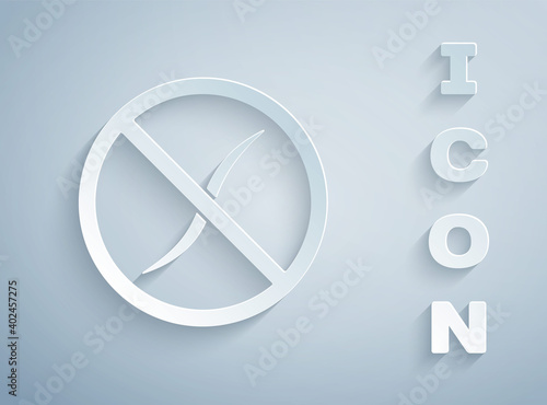 Paper cut Anti worms parasite icon isolated on grey background. Paper art style. Vector.