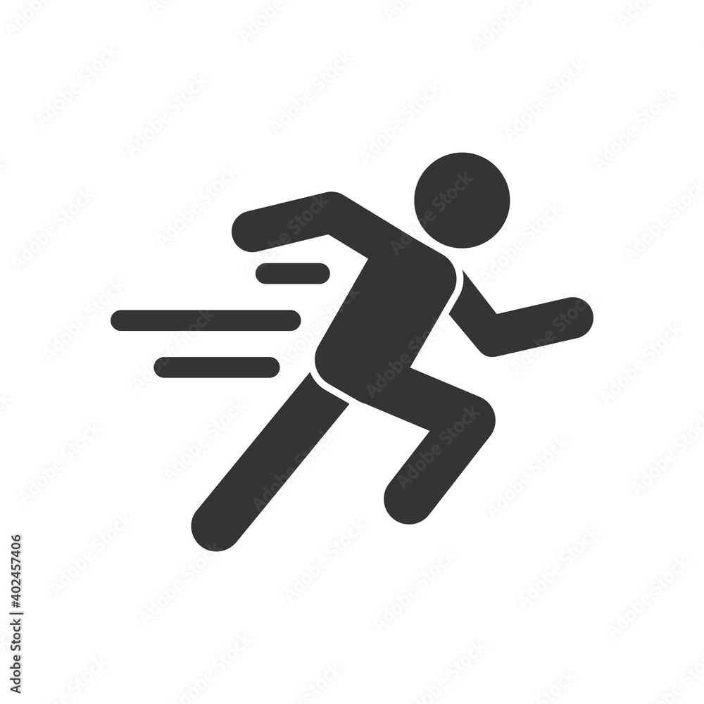 fast running man icon isolated on white background. People symbol . Vector illustration