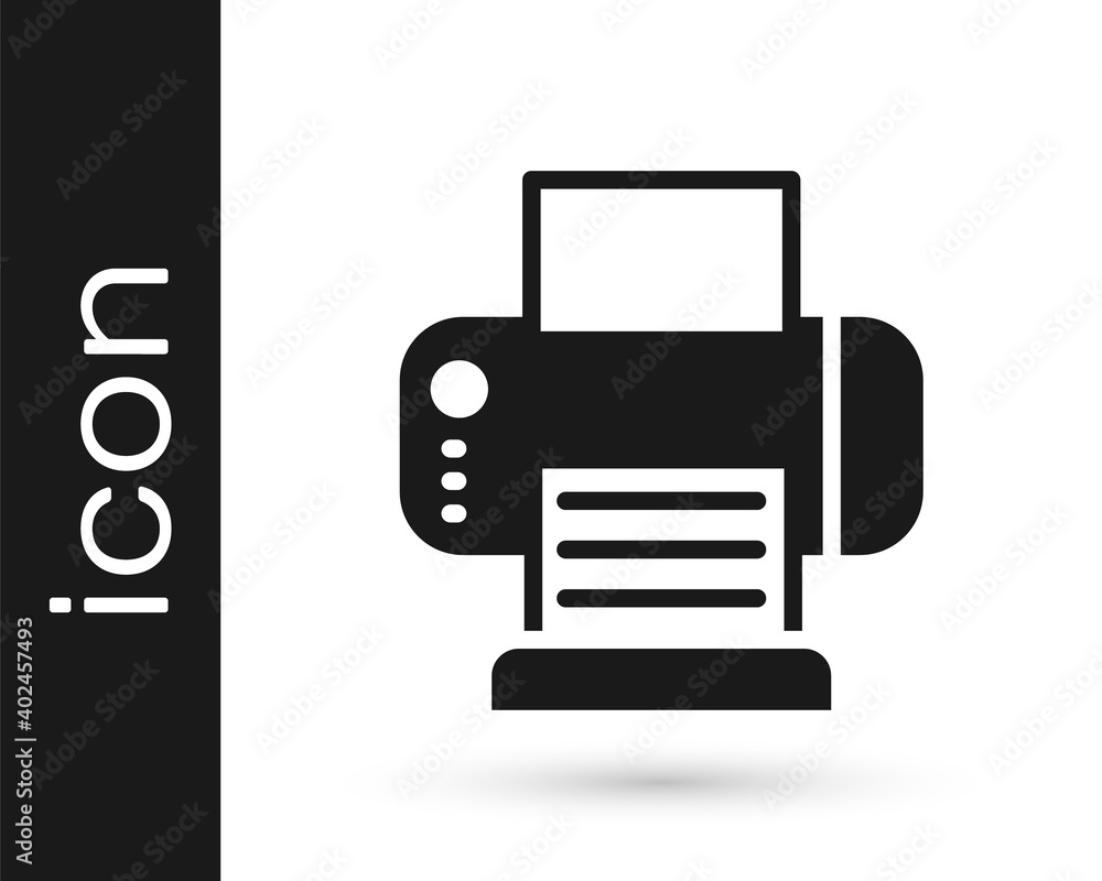 Black Printer icon isolated on white background. Vector. Black Printer icon isolated on white background. Vector.