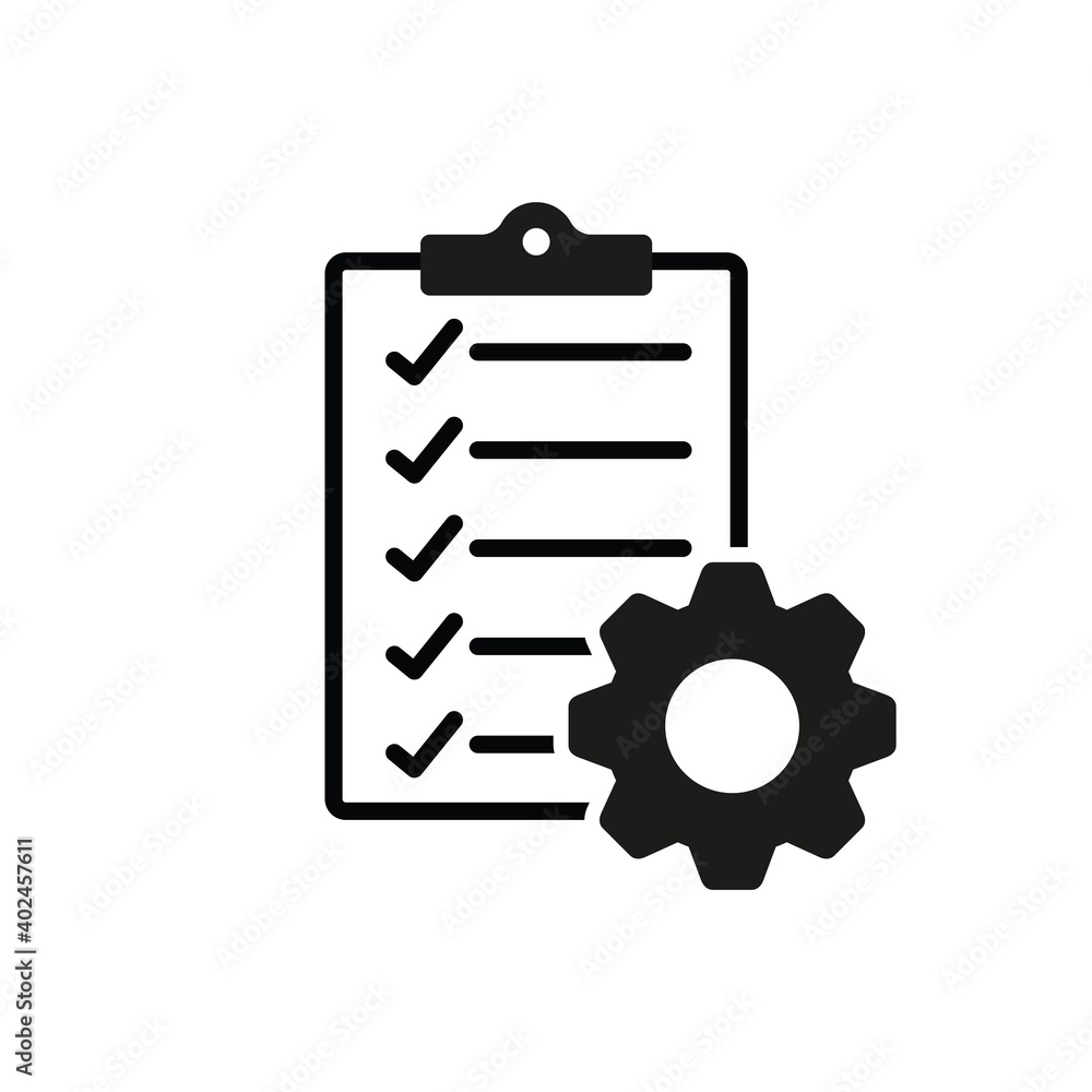 Clipboard with gear icon Clipboard with gear icon