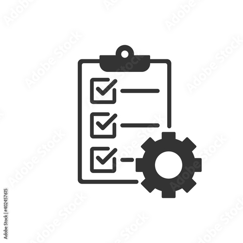 Clipboard with gear icon