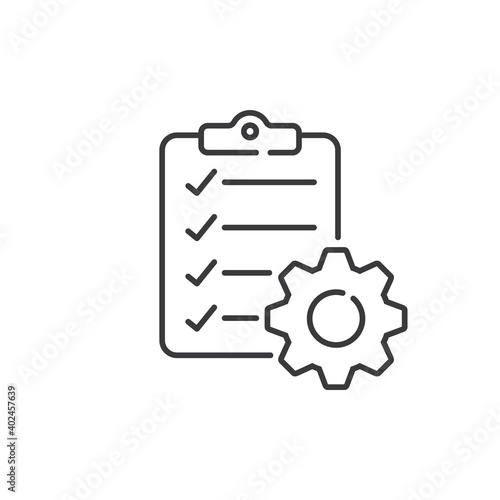Clipboard with gear icon