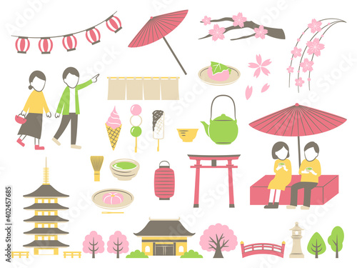 illustration of Japanese traditional town