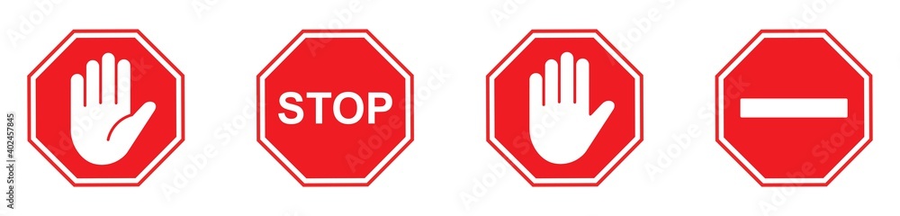 Red stop sign , forbidding sign or symbol. vector illustration Red stop sign , forbidding sign or symbol. vector illustration