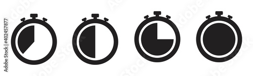 Timers icon set on white background. Stopwatch symbol. countdown clock counter timer vector illustration