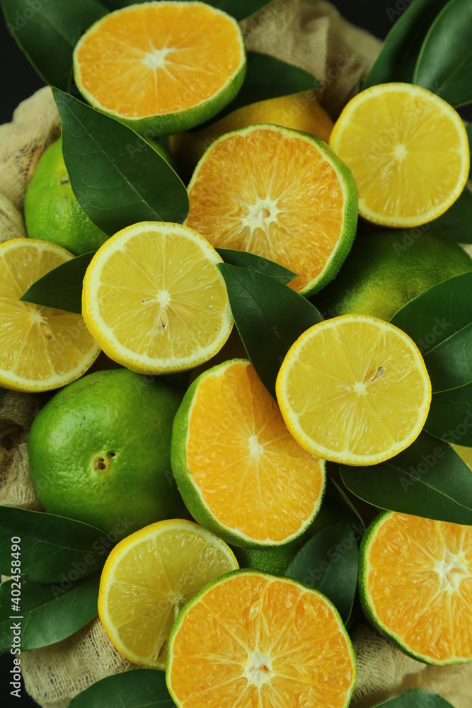 Group of lemons with leaves, isolated on background Group of lemons with leaves, isolated on background
