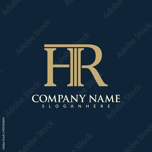 Letter HR Professional logo design. Easy to use on various types of business and company. 