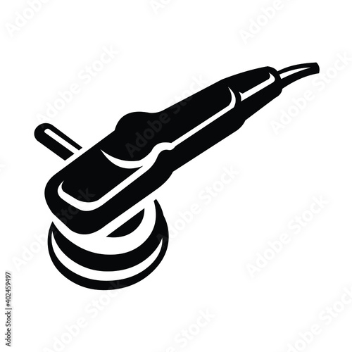 Car polisher vector. <onochrome auto detailing vector. Car detailer machine vector image isolated in white background