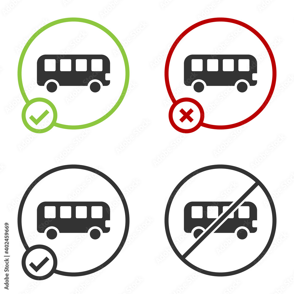 Black Bus toy icon isolated on white background. Circle button. Vector. Black Bus toy icon isolated on white background. Circle button. Vector.
