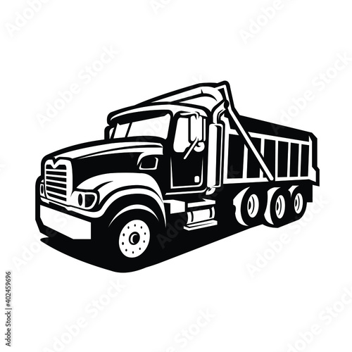 Dump truck vector, tipper truck vector isolated EPS. Trucking company symbol icon