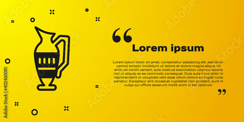 Black Ancient amphorae icon isolated on yellow background. Vector.