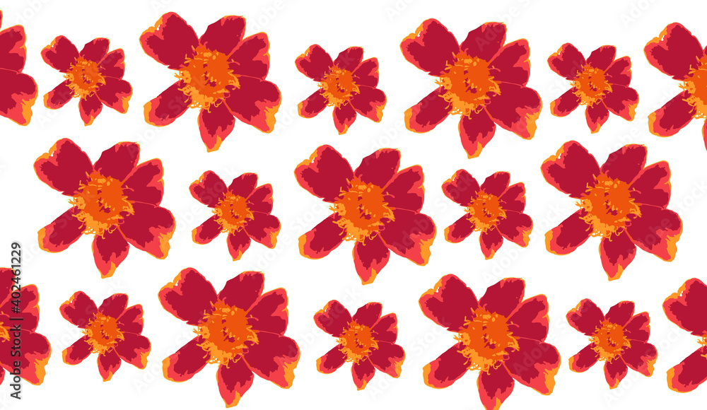 Abstract flower vector red orange flowers pattern drawing vectors