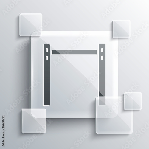 Grey Sport horizontal bar icon isolated on grey background. Square glass panels. Vector.