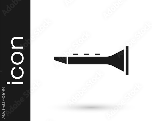 Black Clarinet icon isolated on white background. Musical instrument. Vector.