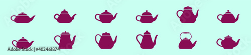 set of cute tea pot collection cartoon icon design template with various models. vector illustration isolated on blue background
