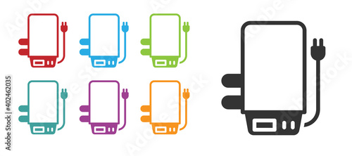 Black Electric boiler for heating water icon isolated on white background. Set icons colorful. Vector.