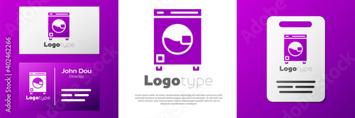 Logotype Washer icon isolated on white background. Washing machine icon. Clothes washer - laundry machine. Home appliance symbol. Logo design template element. Vector.