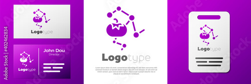 Logotype Genetically modified food icon isolated on white background. GMO fruit. Logo design template element. Vector.