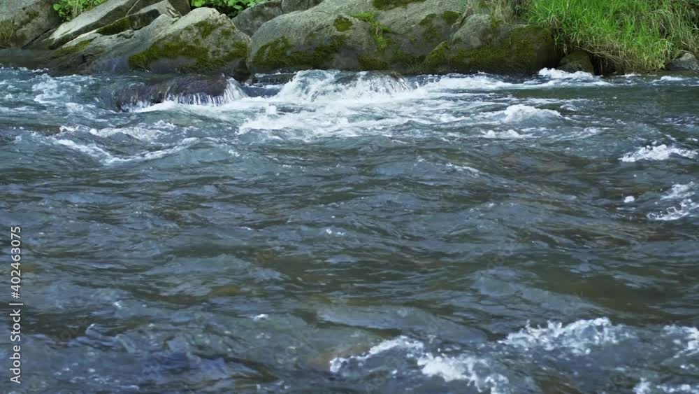 Large mountain river with rocky shores. Video with sound Large mountain river with rocky shores. Video with sound