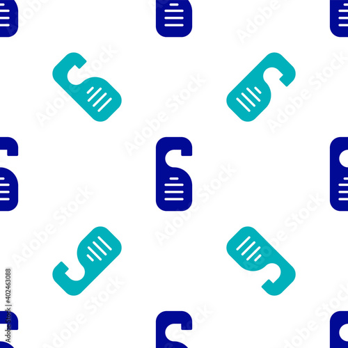 Blue Please do not disturb icon isolated seamless pattern on white background. Hotel Door Hanger Tags. Vector.