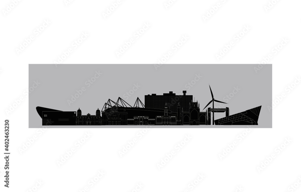 City of Hull with iconic building making the shape of a boat. - obrazy, fototapety, plakaty 
