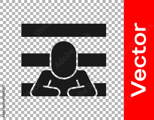 Black Prisoner icon isolated on transparent background. Vector.