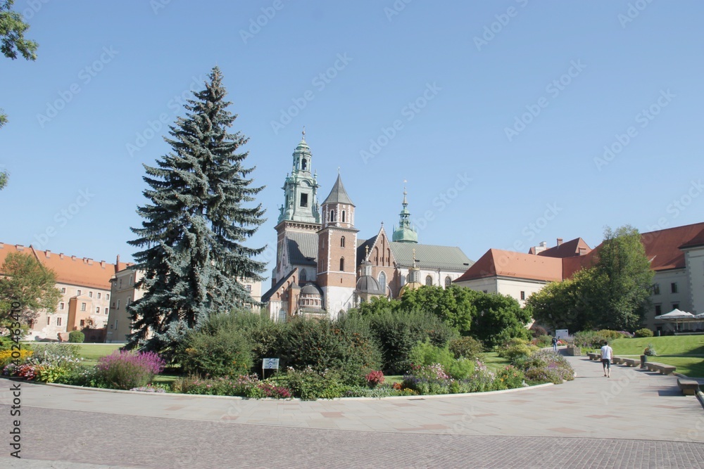 courtyard of wawel castle in krakow, poland