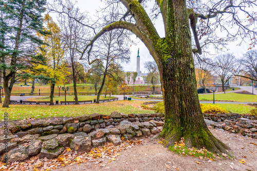 Late autumn in central public park of Riga, Latvia