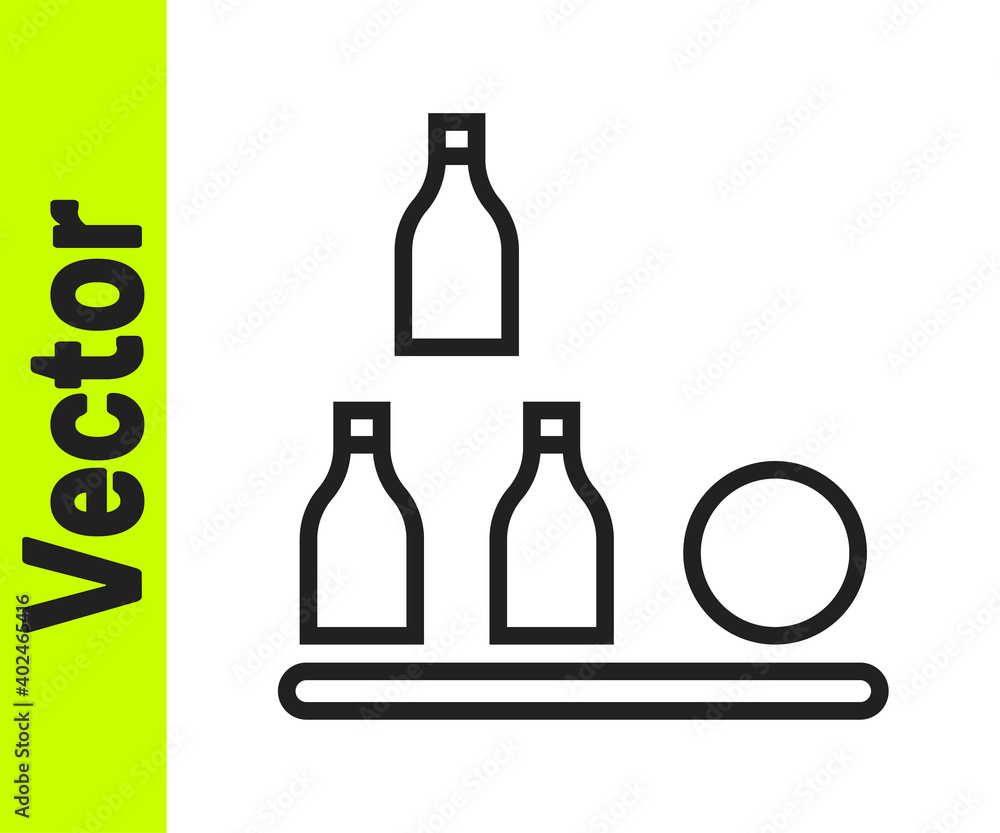Black line Bottles ball icon isolated on white background. Vector. Black line Bottles ball icon isolated on white background. Vector.