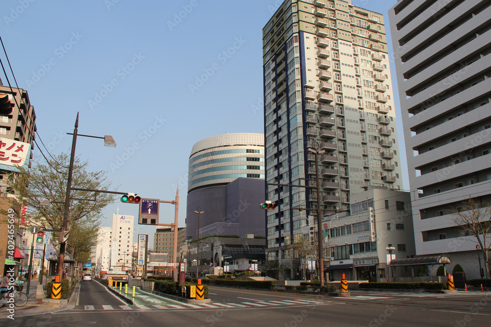 street and building in okayama (japan)