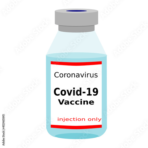 A single bottle vial of Covid-19 vaccine. Medical concept vaccination hypodermic injection treatment. Vaccine and syringe injection.
