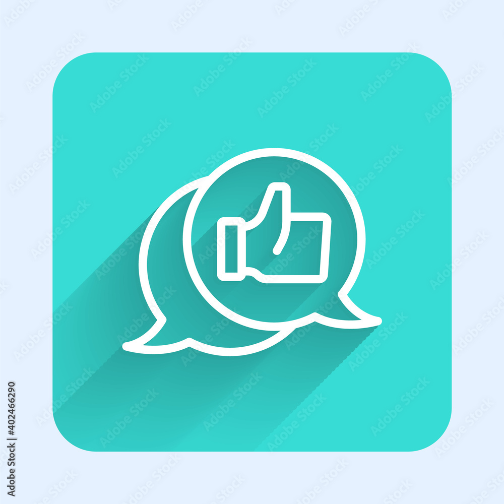 White line Consumer or customer product rating icon isolated with long shadow. Green square button. Vector. White line Consumer or customer product rating icon isolated with long shadow. Green square button. Vector.