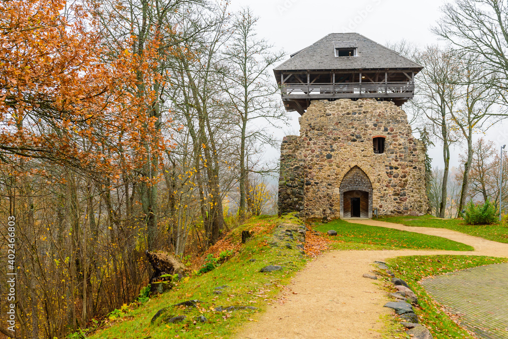 Sightseeing of Latvia. Ancient castle in Sigulda Town, a popular tourist attraction