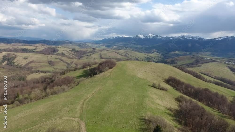 Aerial photography of the summer landscape of the Carpathian mountain range Aerial photography of the summer landscape of the Carpathian mountain range