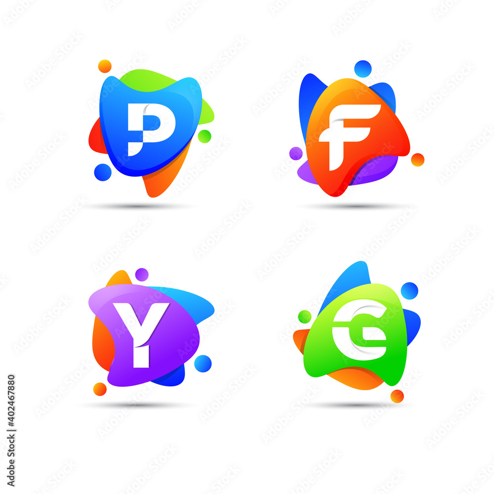 Set of letter logo collection with fluid shape colorful for business Set of letter logo collection with fluid shape colorful for business