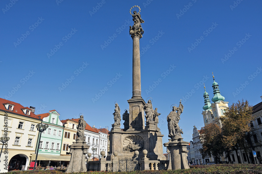 Czech Republic, Hradec Králové Region, Hradec Králové, velké náměstí, Plague Column, Oriental Bohemia