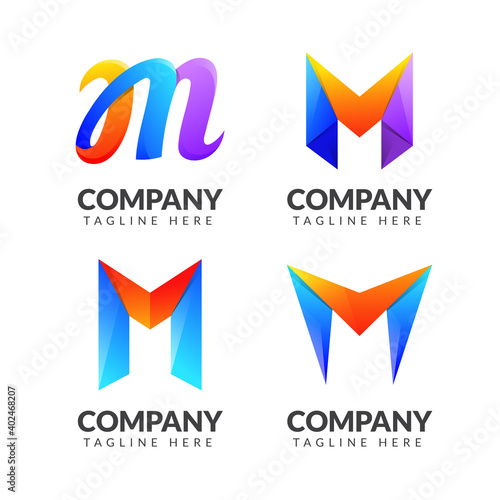 Set of letter M logo collection with colorful concept for business