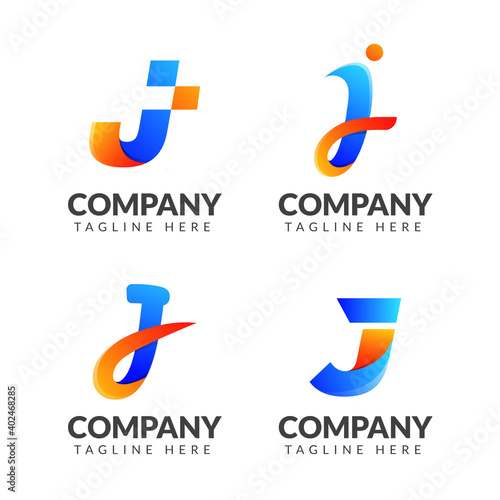 Set of letter J logo collection with colorful concept for business