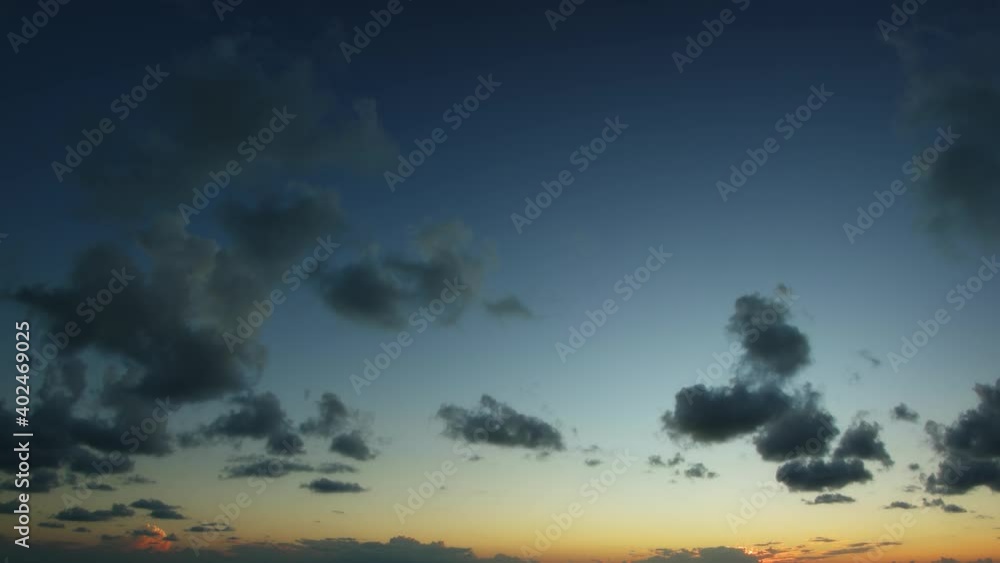 Puffy Clouds Drift across the Sunset Sky Puffy Clouds Drift across the Sunset Sky