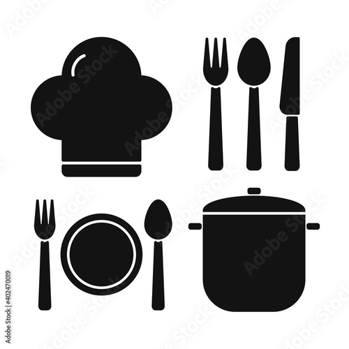 Cooking related line icon set.