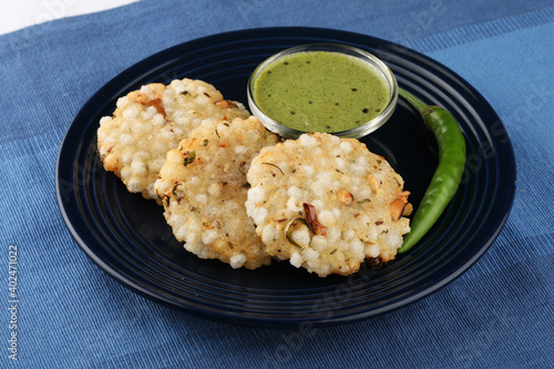 Sabudana vada or fried sago, Indian food for fast photo