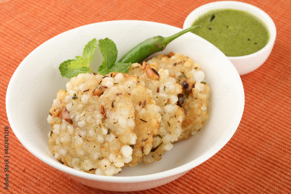 Sabudana vada or fried sago, Indian food for fast Sabudana vada or fried sago, Indian food for fast
