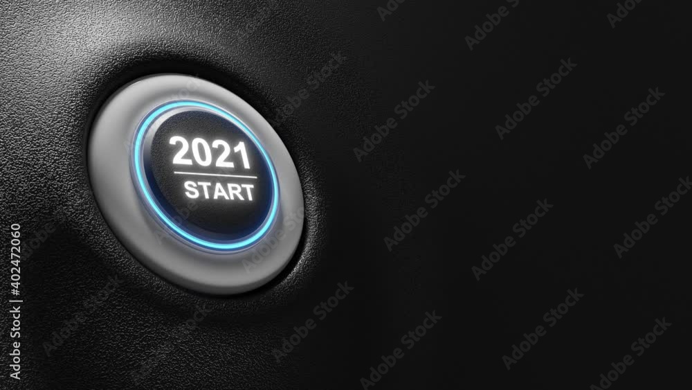 2021 - Press the start button. Concept of the New Year. 3D video 2021 - Press the start button. Concept of the New Year. 3D video