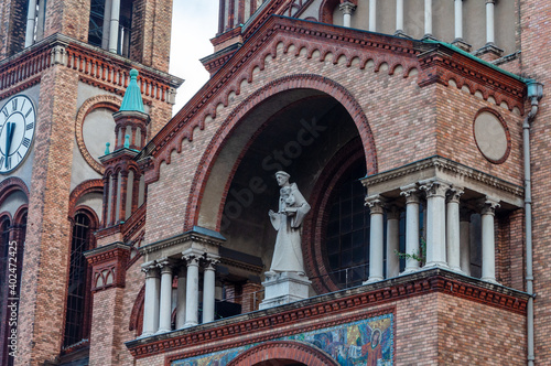 Fragment of facade of St. Anthony of Padua Church in Vienna, Austria