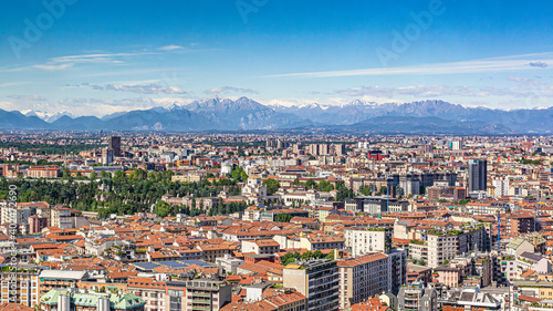 View on Brianza and the Lombard Prealps from the center of Milan photo
